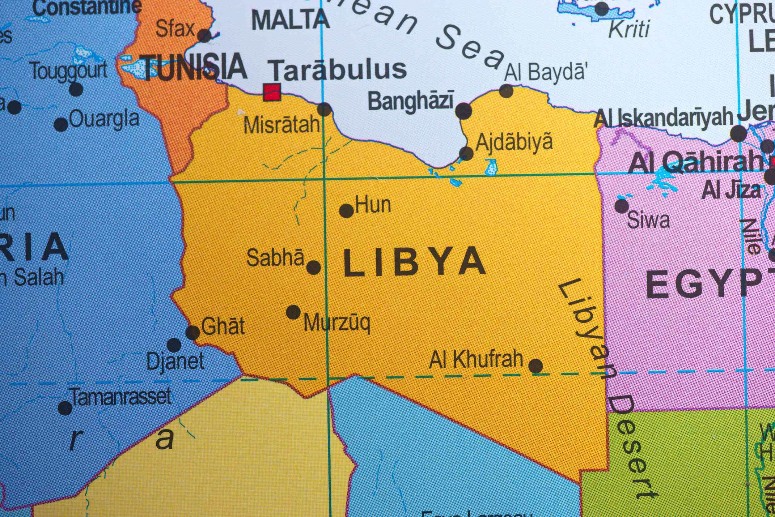 Close Up Of Libya On The Map