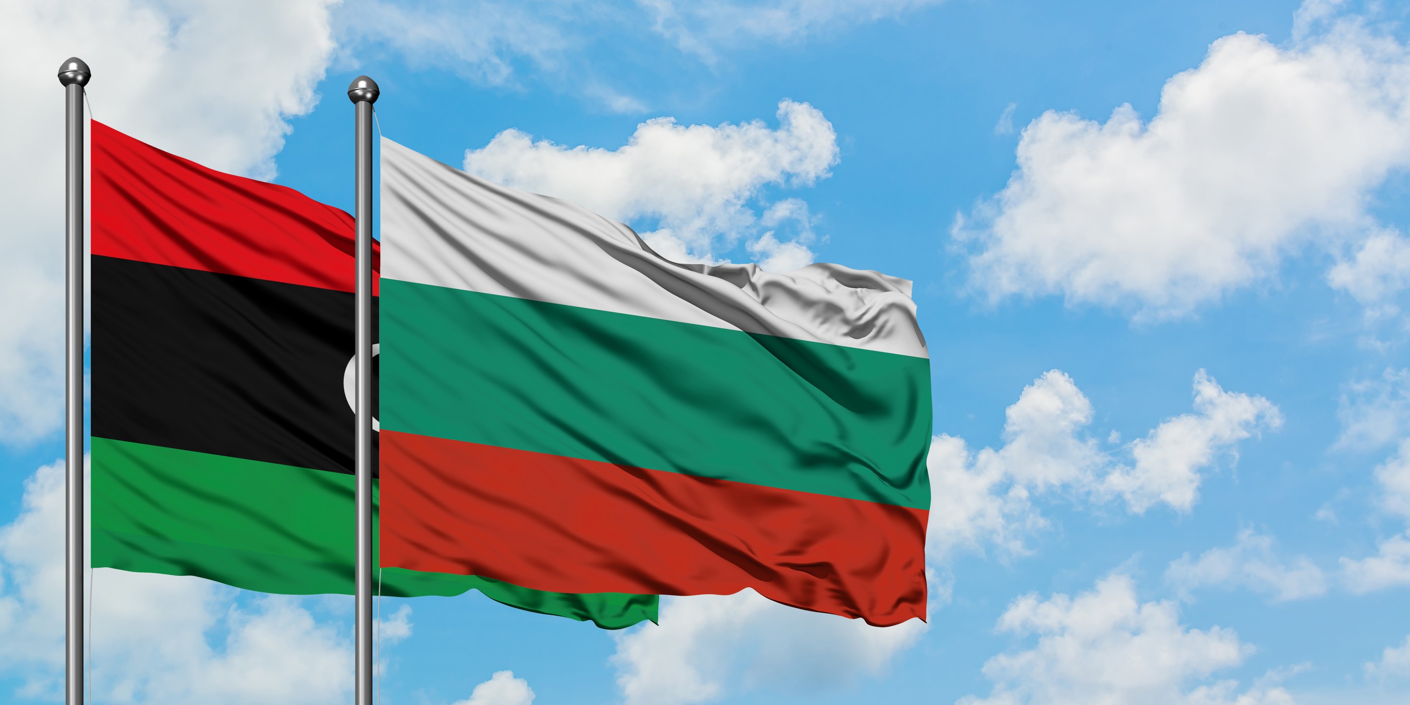 Libya and Bulgaria Flags Together Libya and Bulgaria Flags Together