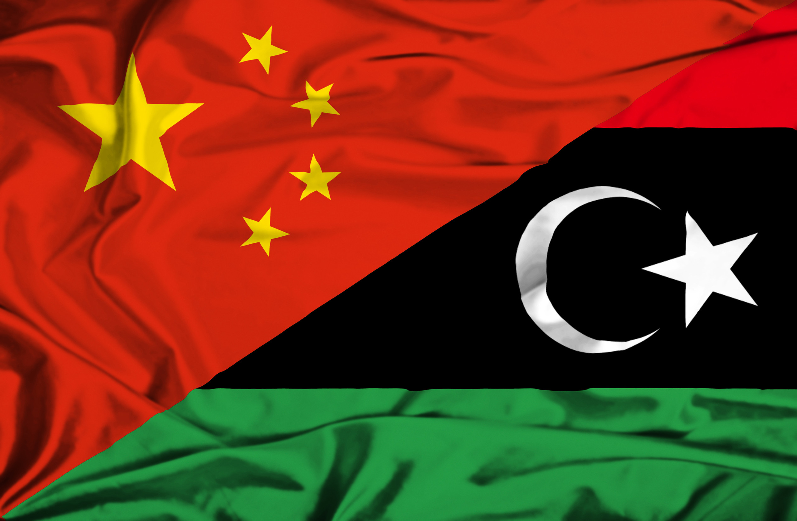 Libya and China Flag Together Libya and China Flag Together