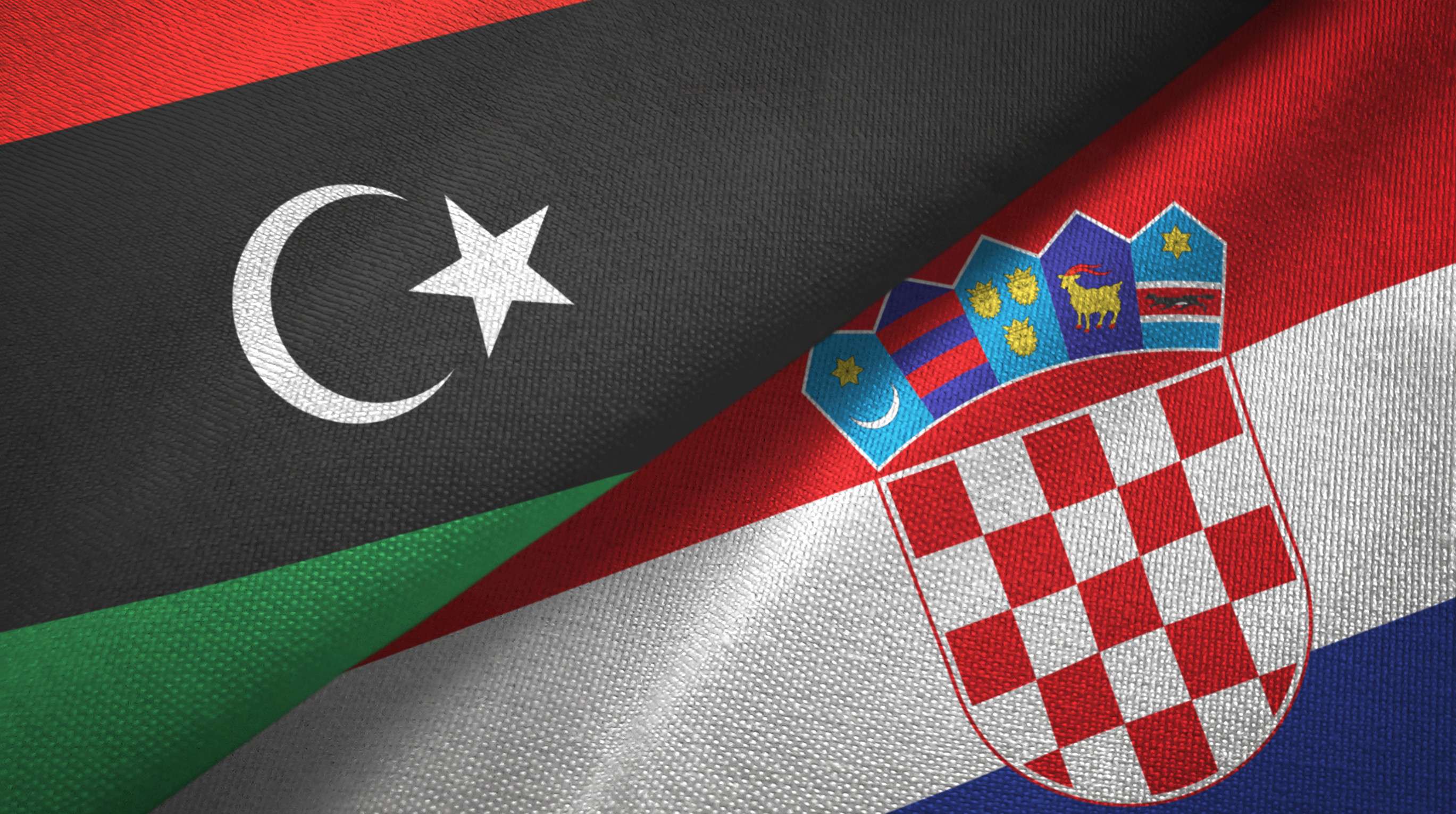 Libya and Croatia Flags Together Libya and Croatia Flags Together