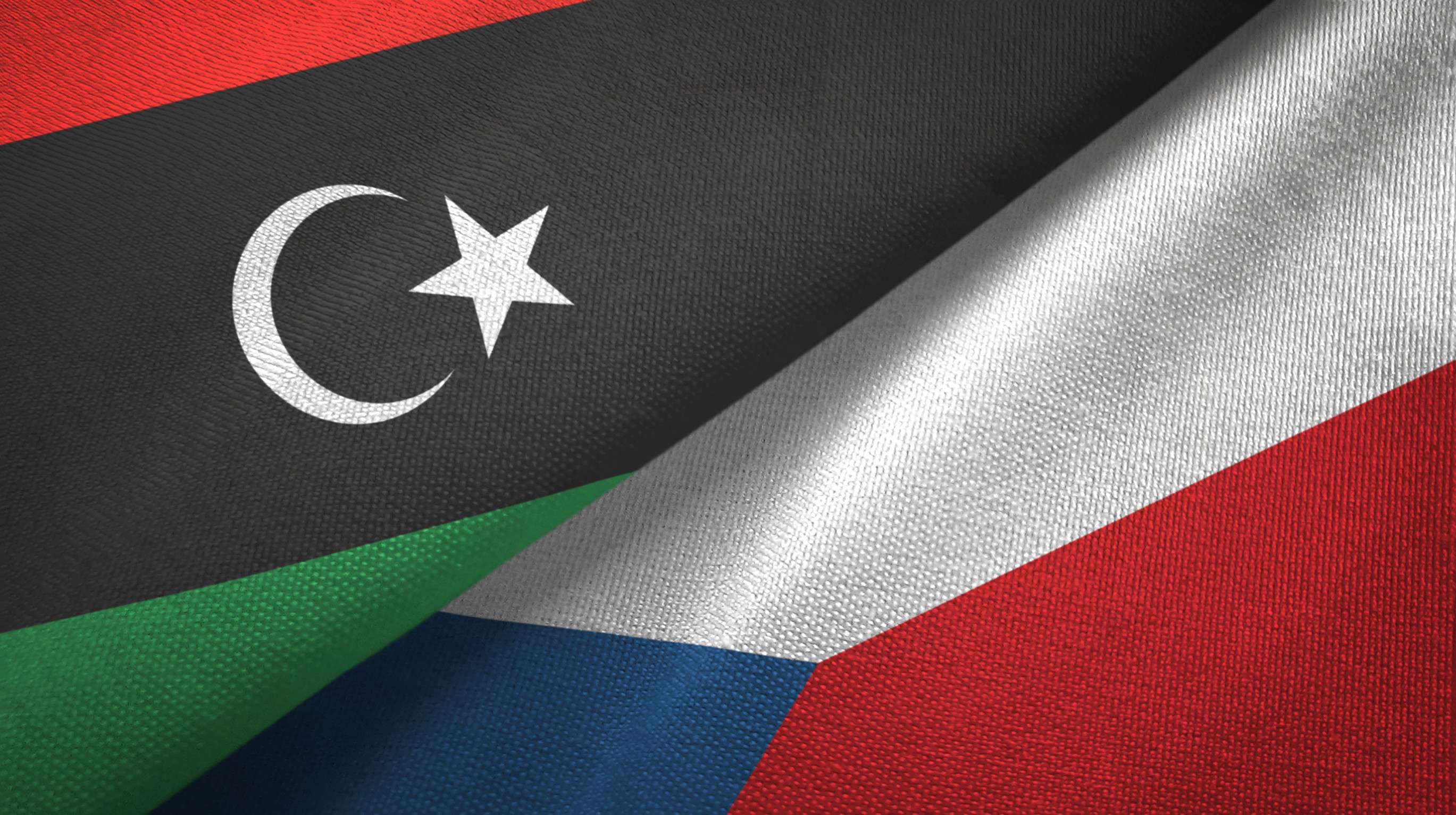 Libya and Czech Republic flags together Libya and Czech Republic flags together