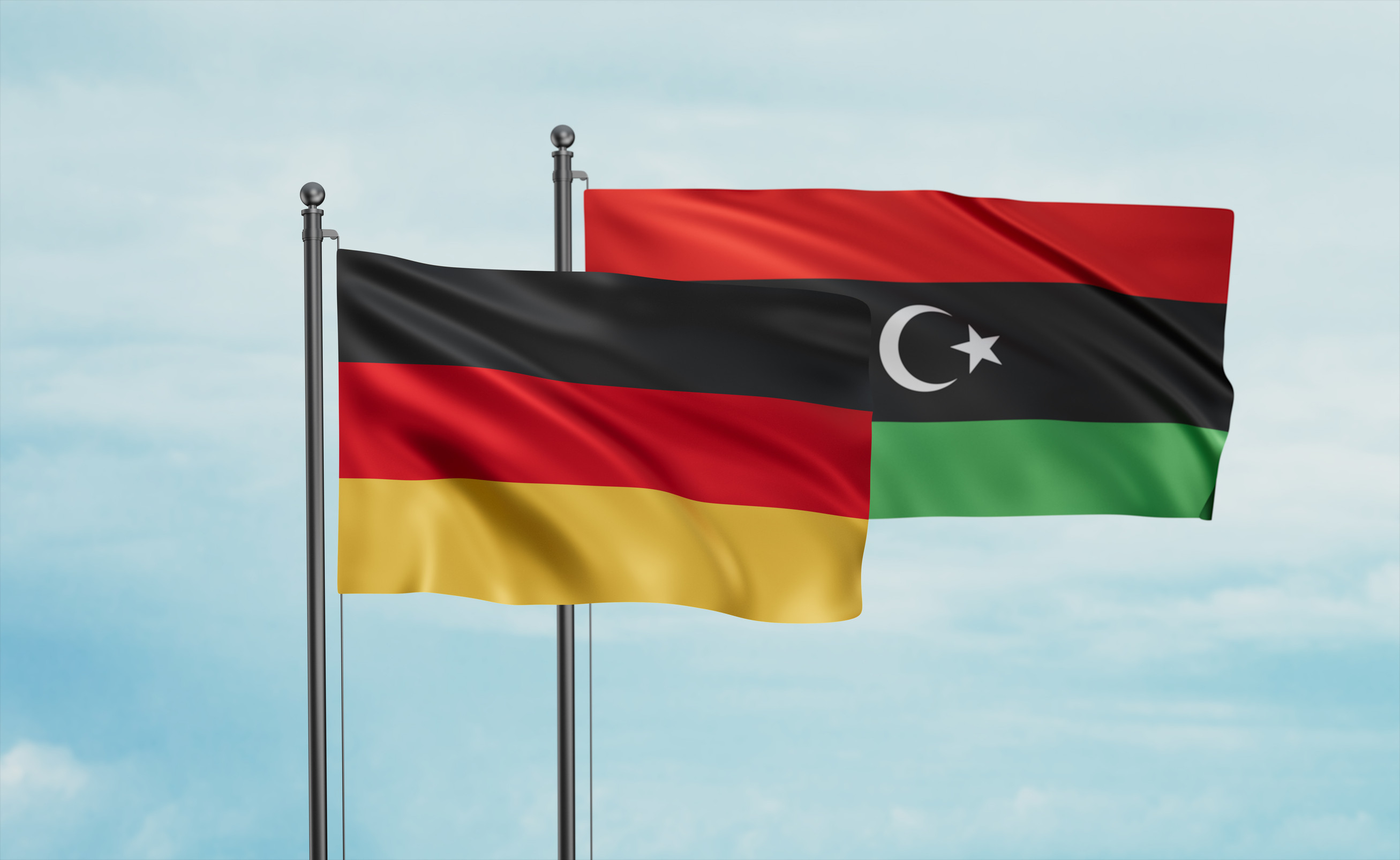 Libya and Germany Flag Together Libya and Germany Flag Together