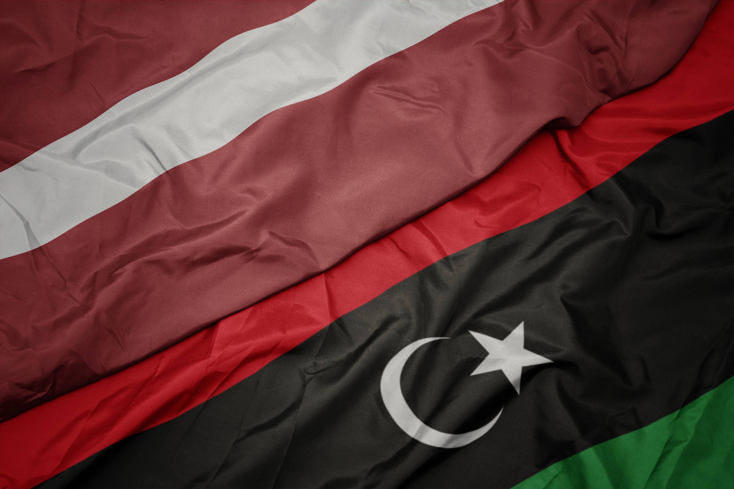 Libya and Latvia Flags Together Libya and Latvia Flags Together