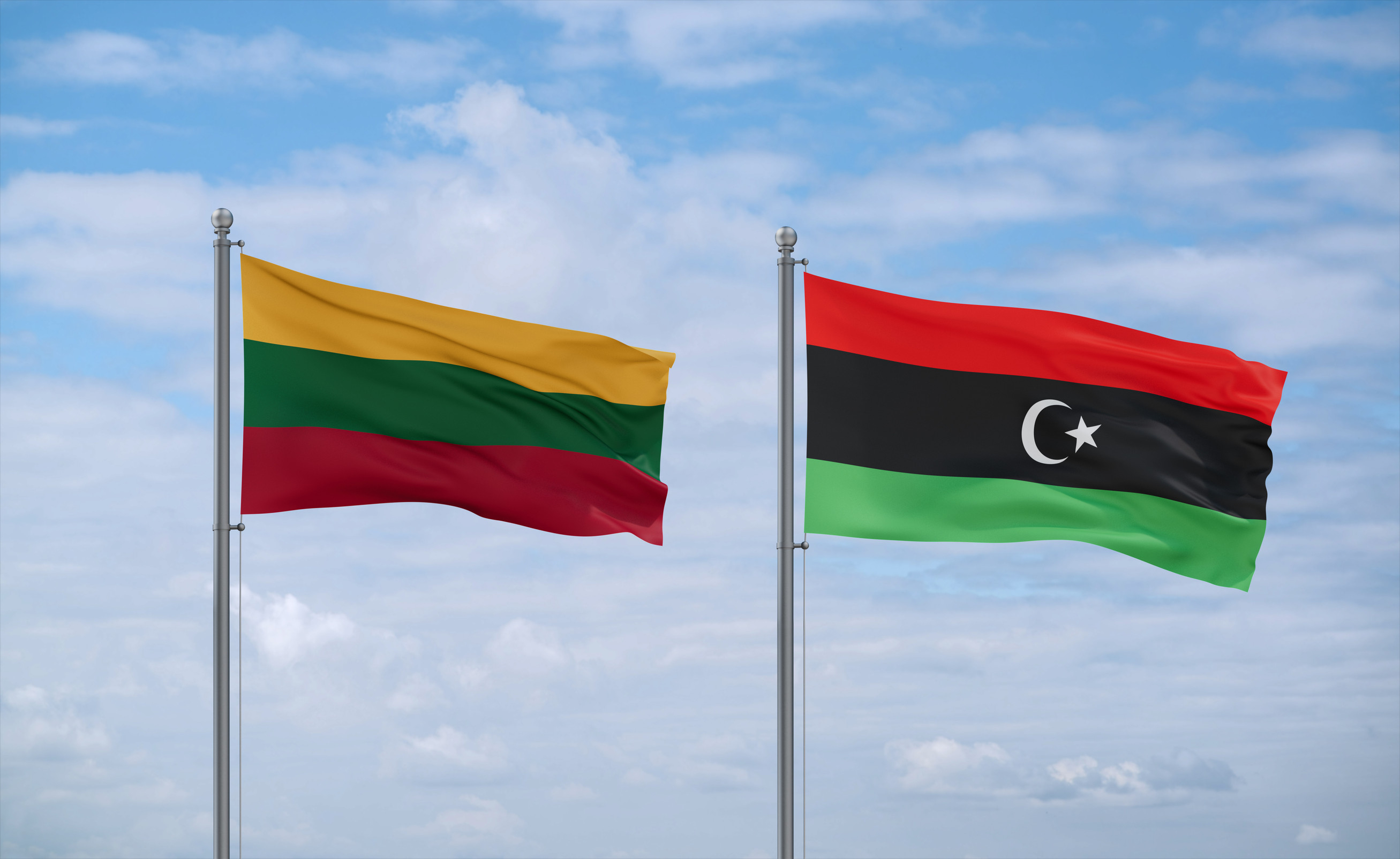 Libya and Lithuanian Flags Together Libya and Lithuanian Flags Together