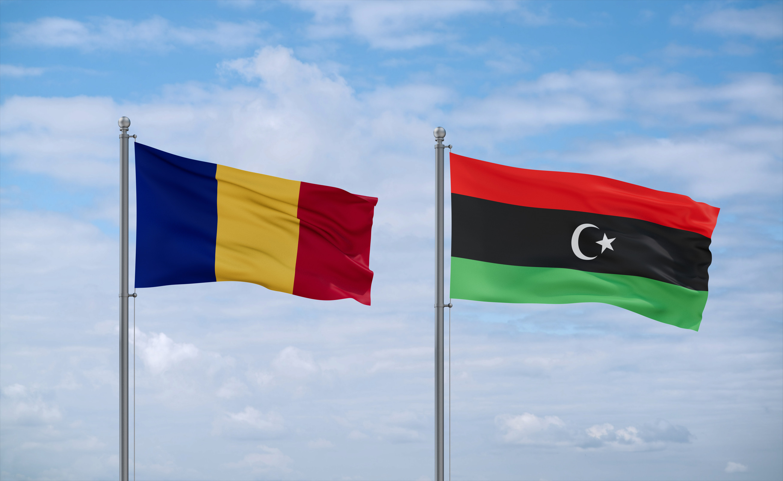 Libya and the Romanian flags together