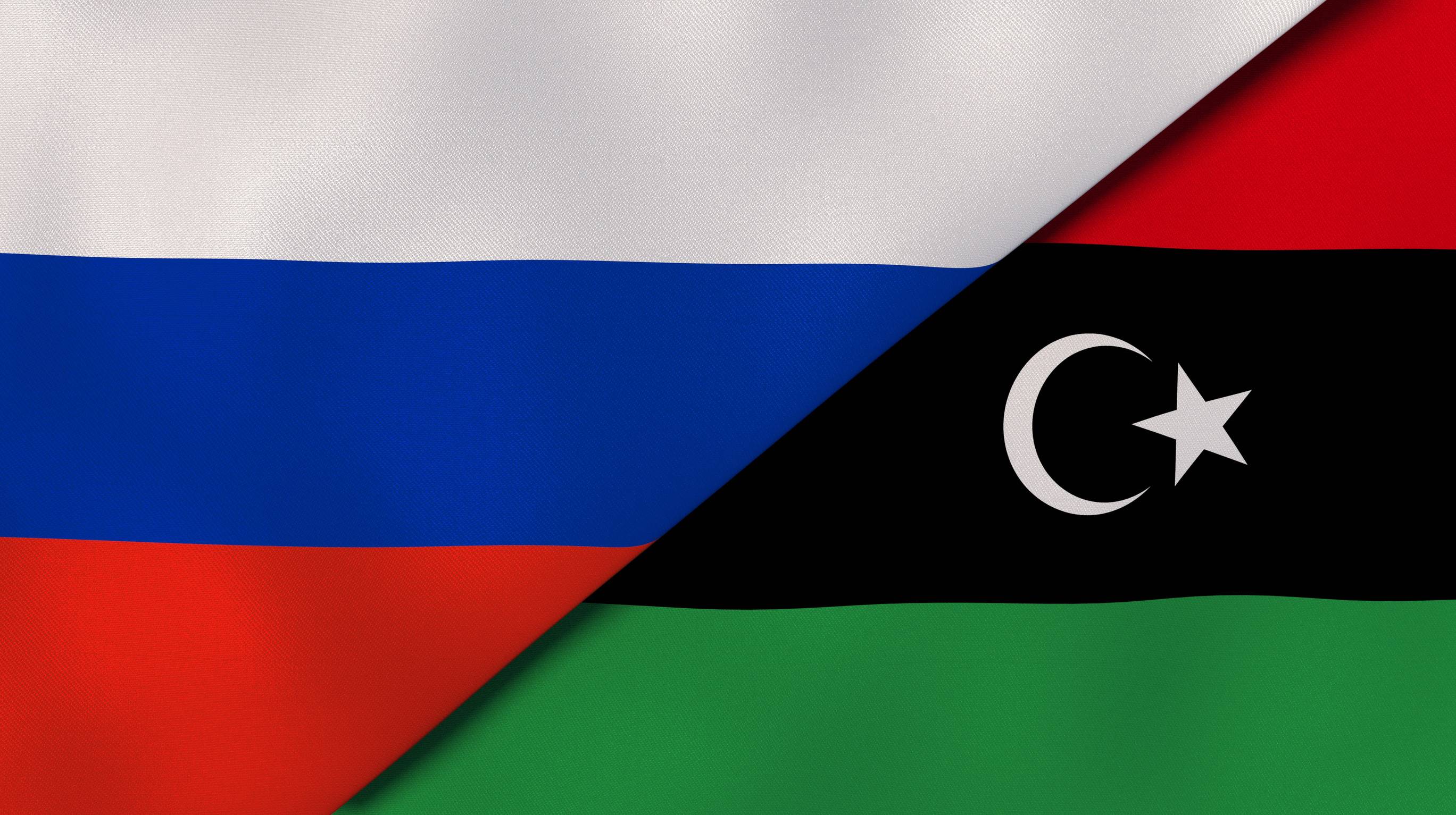 Libya and Russia flags together