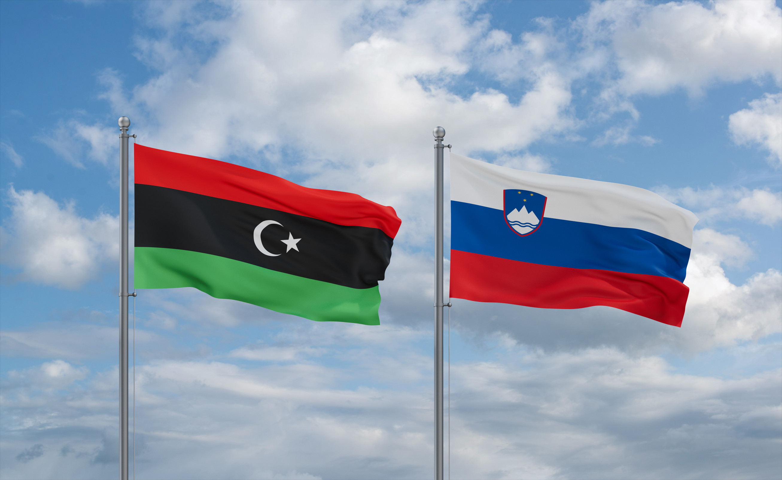 Libya and Slovenia Flags Together Libya and Slovenia Flags Together
