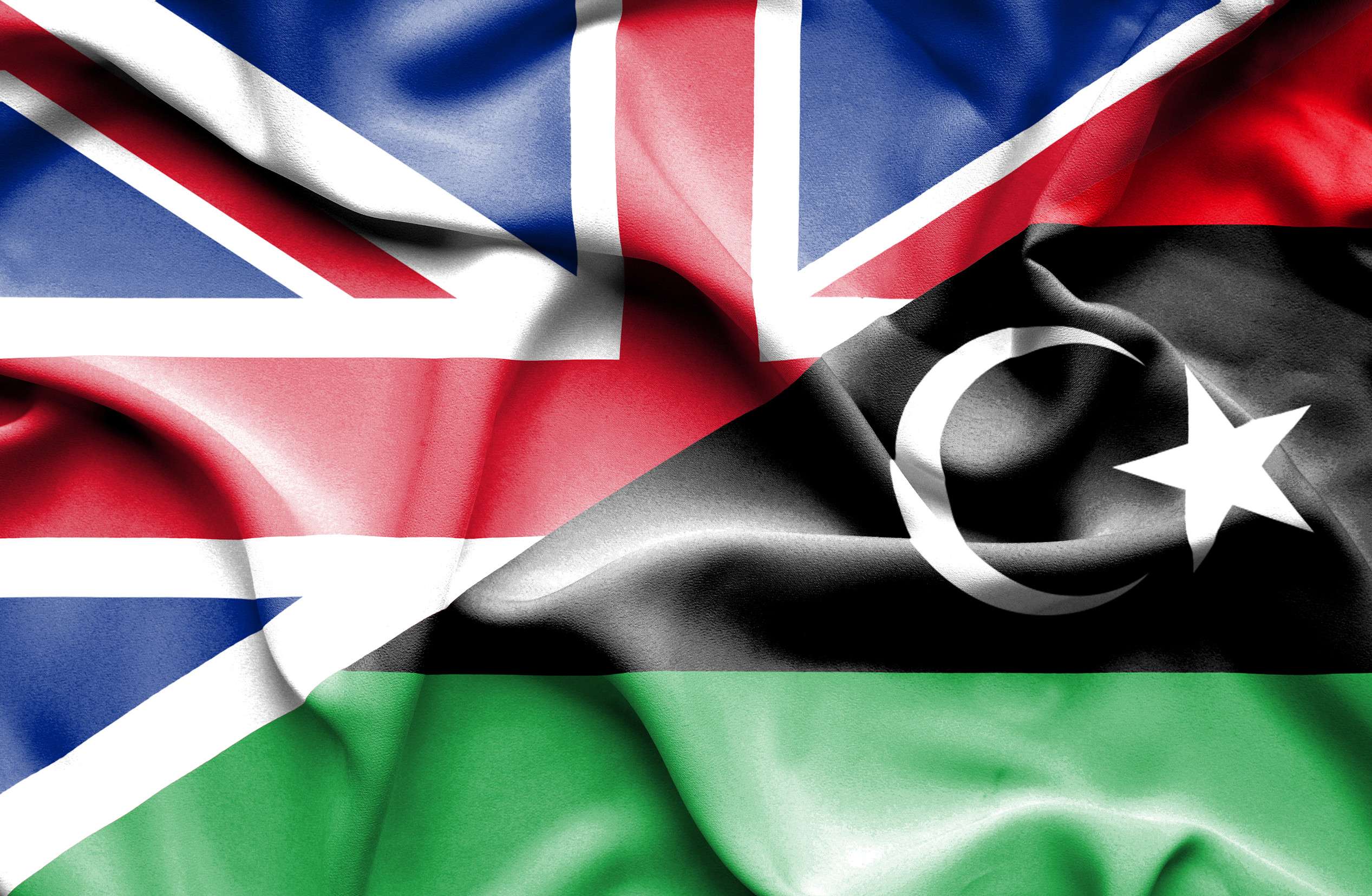 Libya and UK Flags Together Libya and UK Flags Together