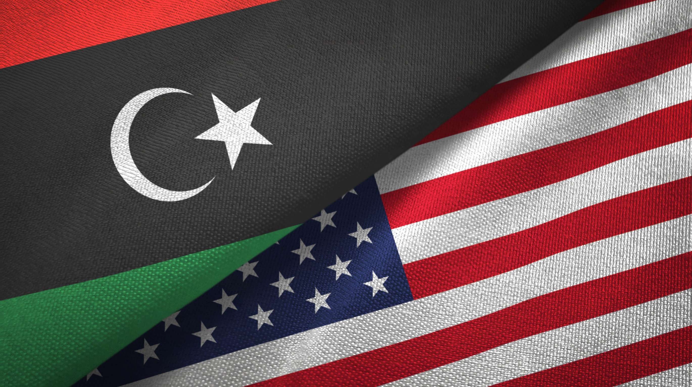 Libya and USA flags together Libya and USA flags together