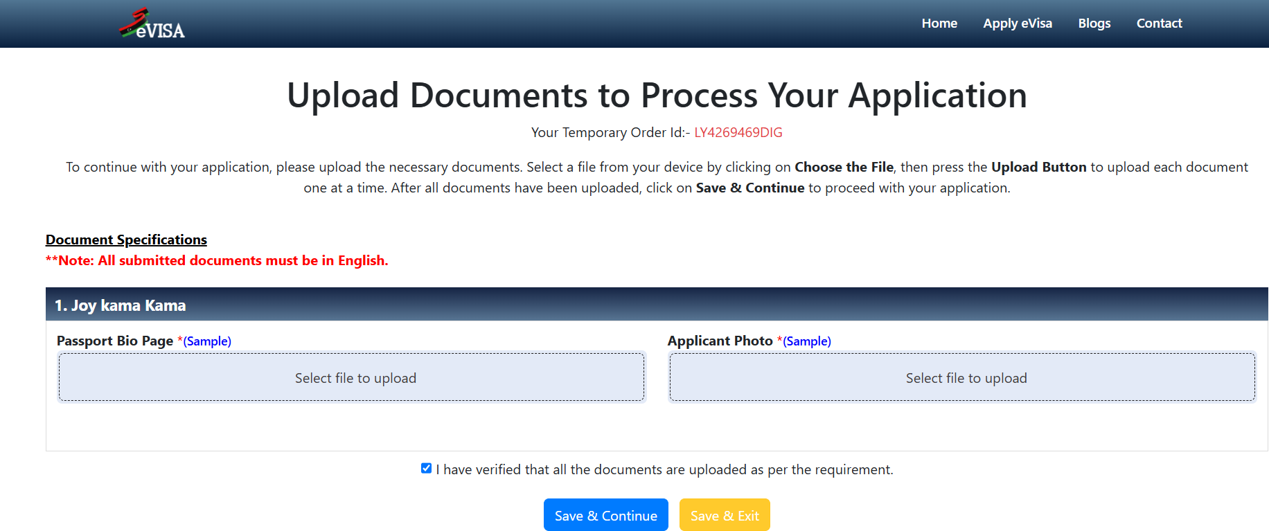 Upload Supporting Documents